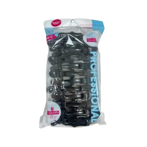 Crocodile Clips Plastic - Black 12pc