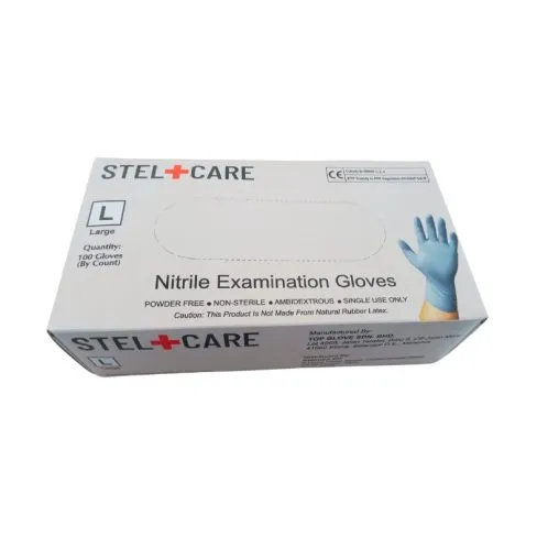 Gloves Nitrile Blue 100's - Large (Powder Free)