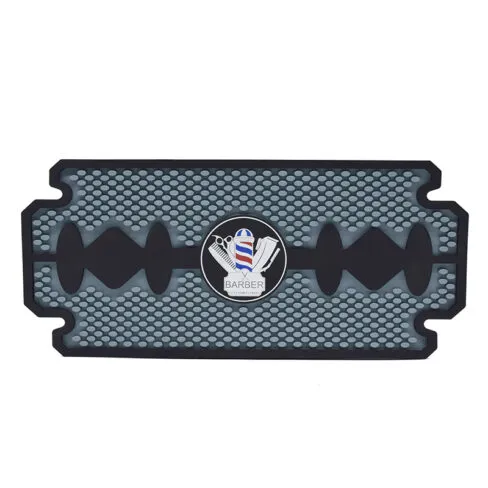 Silicone Heat Resistant Mat - Retro Barber | Black & Blue