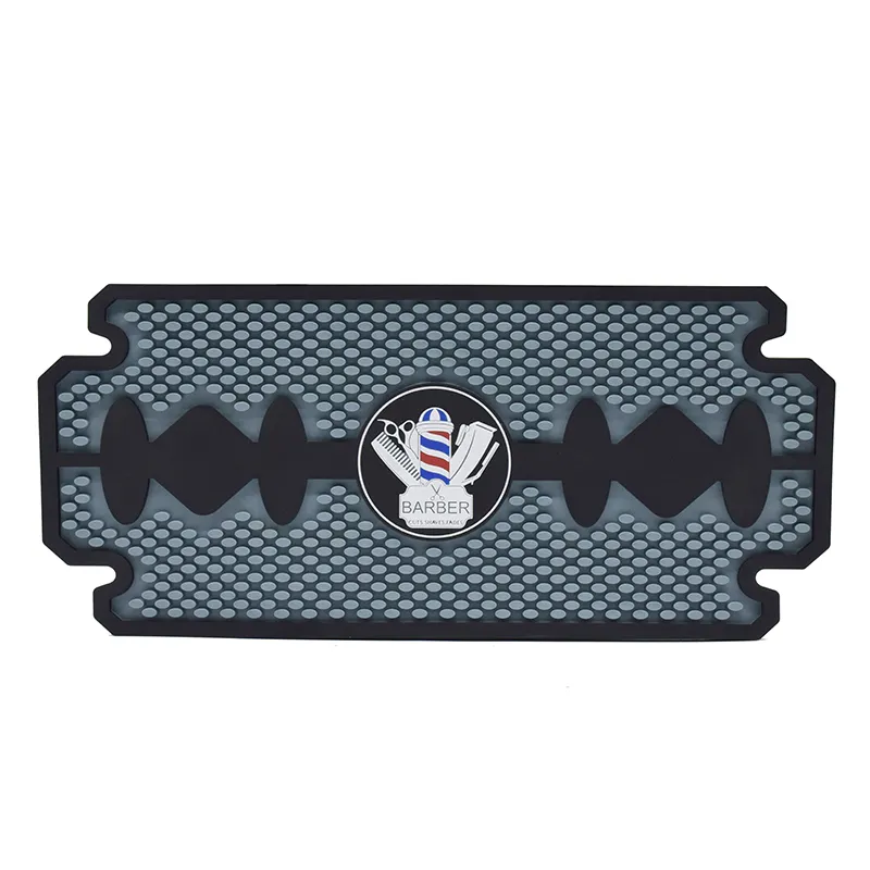 Silicone Heat Resistant Mat - Retro Barber | Black & Blue