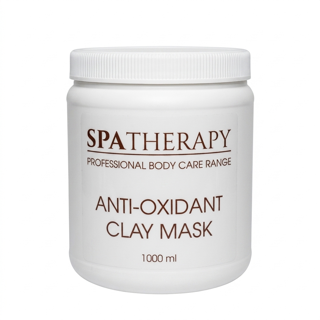 Spa Therapy Anti Oxidant Clay Mask 1000ml – Rapple White jar labeled SPATHERAPY Anti-Oxidant Clay Mask, 1000 ml for professional body care range