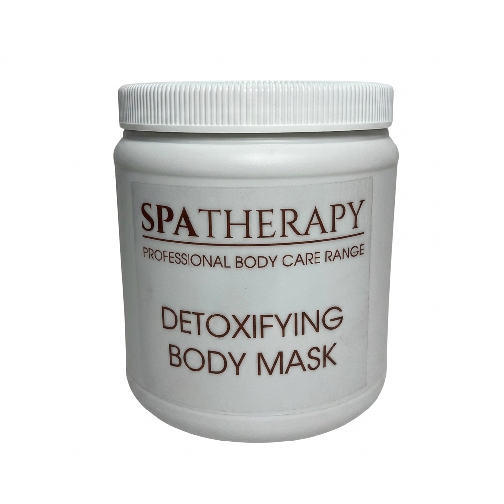 Spa Therapy Detoxifying Body Mask – Rapple White cosmetic jar labeled SPATHERAPY with 'Detoxifying Body Mask' on the front, from the Professional Body Care Range.