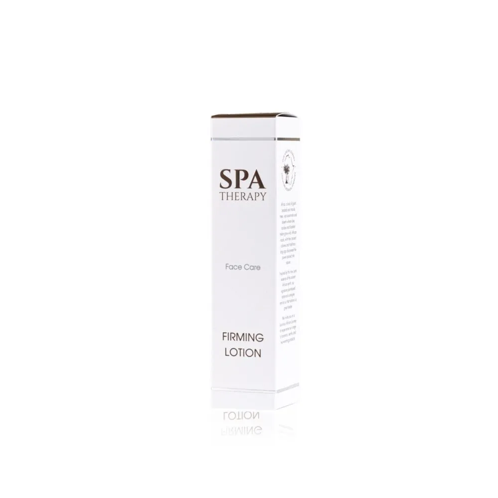 White cosmetic box labeled 'SPA THERAPY' for face care, standing upright on a white background