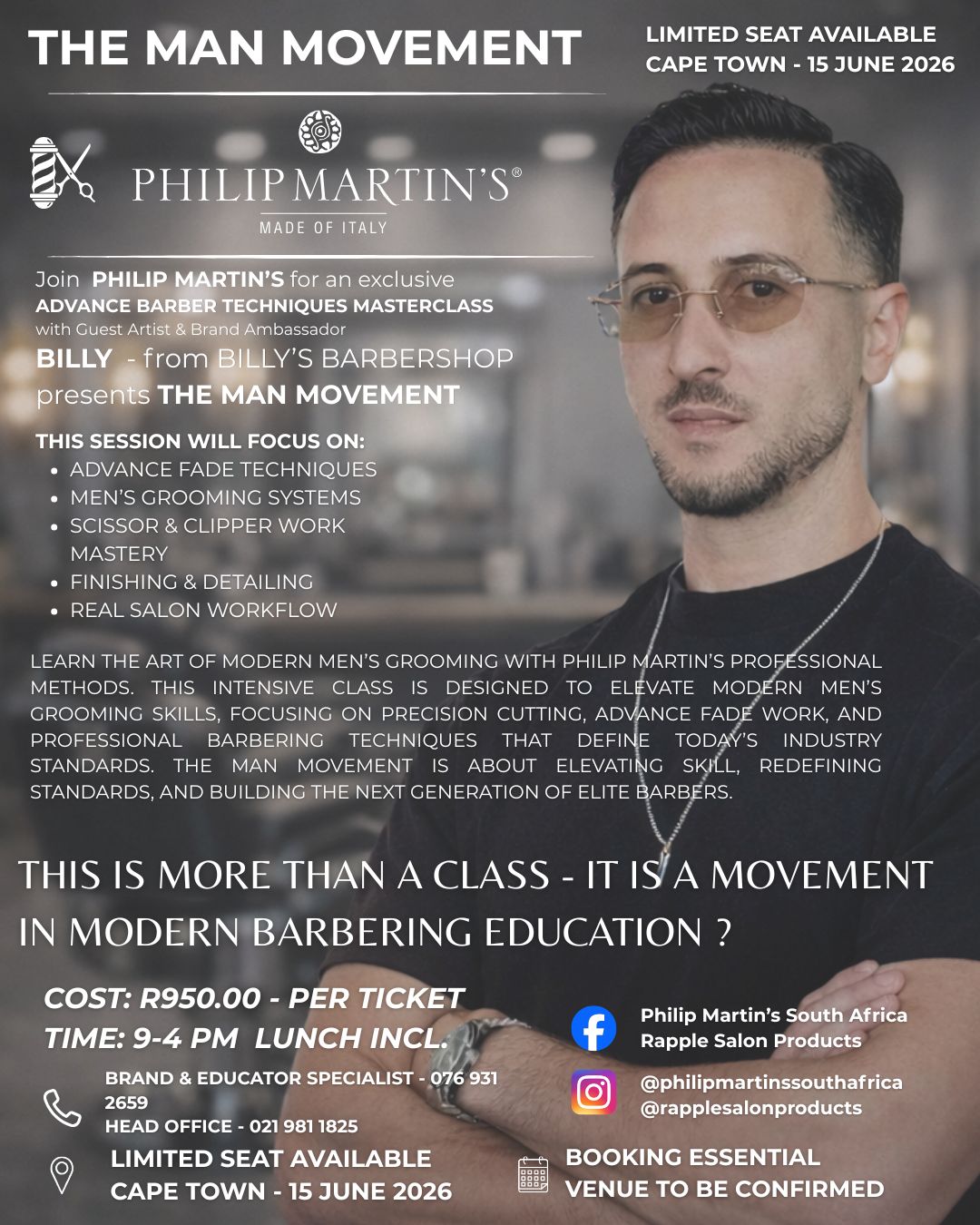 The man movement - Billy 15 June CPT – Rapple The man movement barber masterclass with Billy