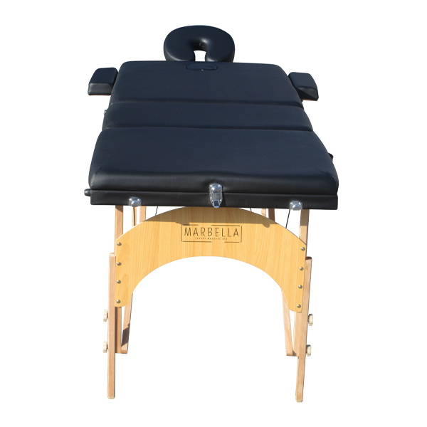 3_part_black_-_3jpg – Rapple Massage table with black padded cushions and a light wood frame labeled Marbella