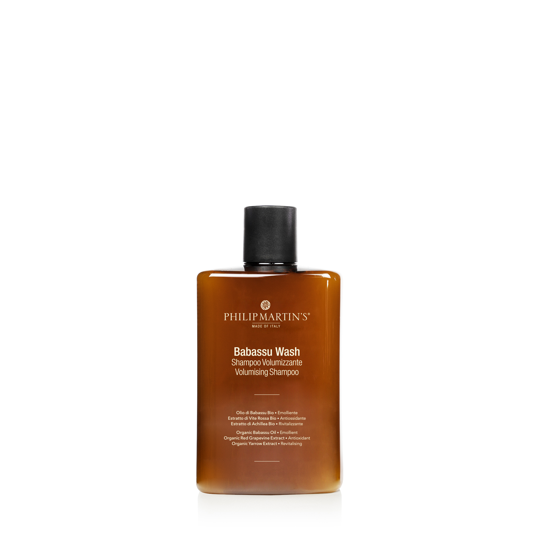 Philip Martins Babassu Wash Shampoo – Rapple Philip Martin's Babassu Wash shampoo bottle with black cap and visible label against a white background, color-aided
