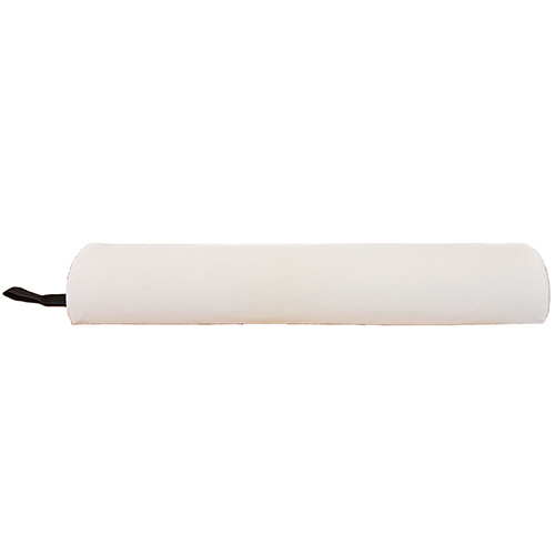 FFFACCORAL05jpg โ Rapple White foam exercise roller with a black strap on the end, used for muscle release and massage.