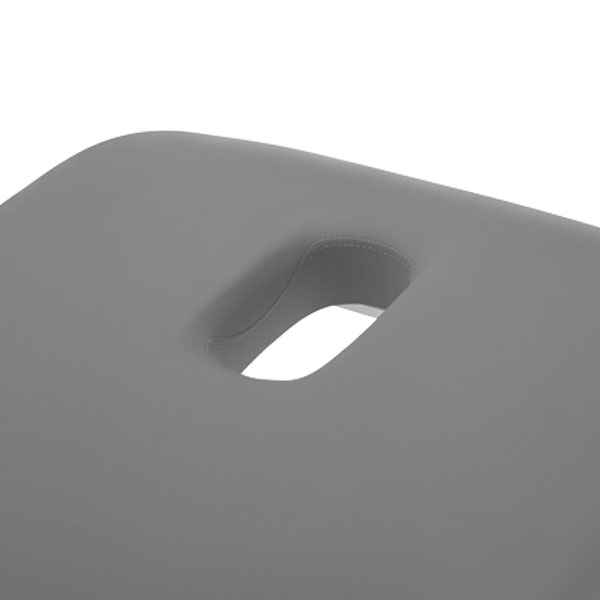 FFFPLIMRB043-2jpg – Rapple Close-up of a gray chair seat with a built-in oval carry handle in the center.
