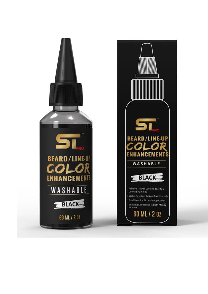 Washable-Hair-Enhancement-Inkjpg โ Rapple Beard/line-up color enhancements, washable, in black, 60 ml bottle next to its box