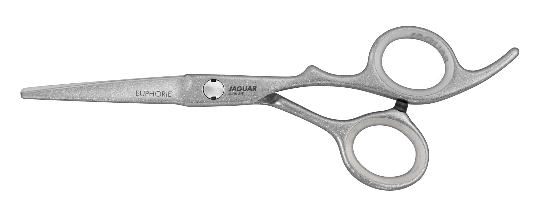 72055-1_Silverline_Euphorie_web_1 โ Rapple Professional hairdressing scissors with a glittery silver finish and large finger loops (Jaguar Silver Line).