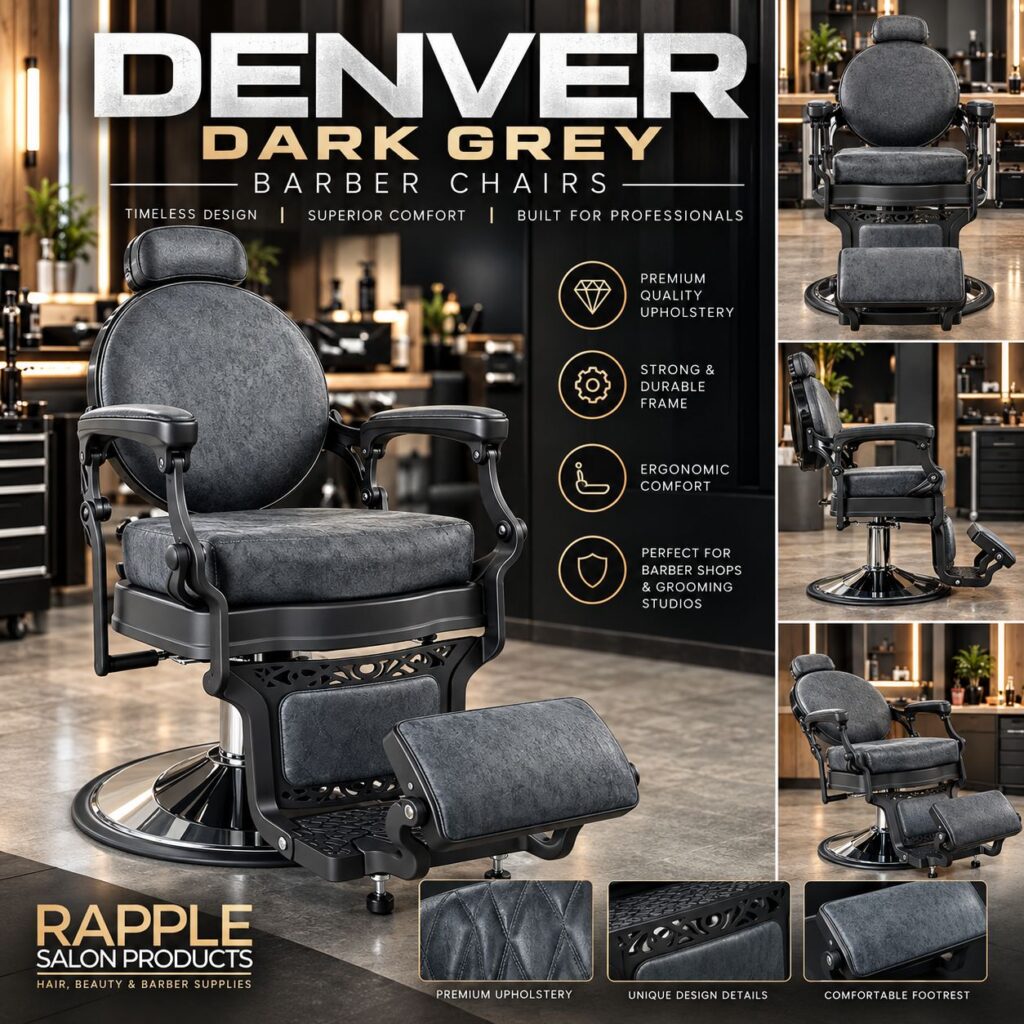 Denver Premium Barber Chair in dark grey