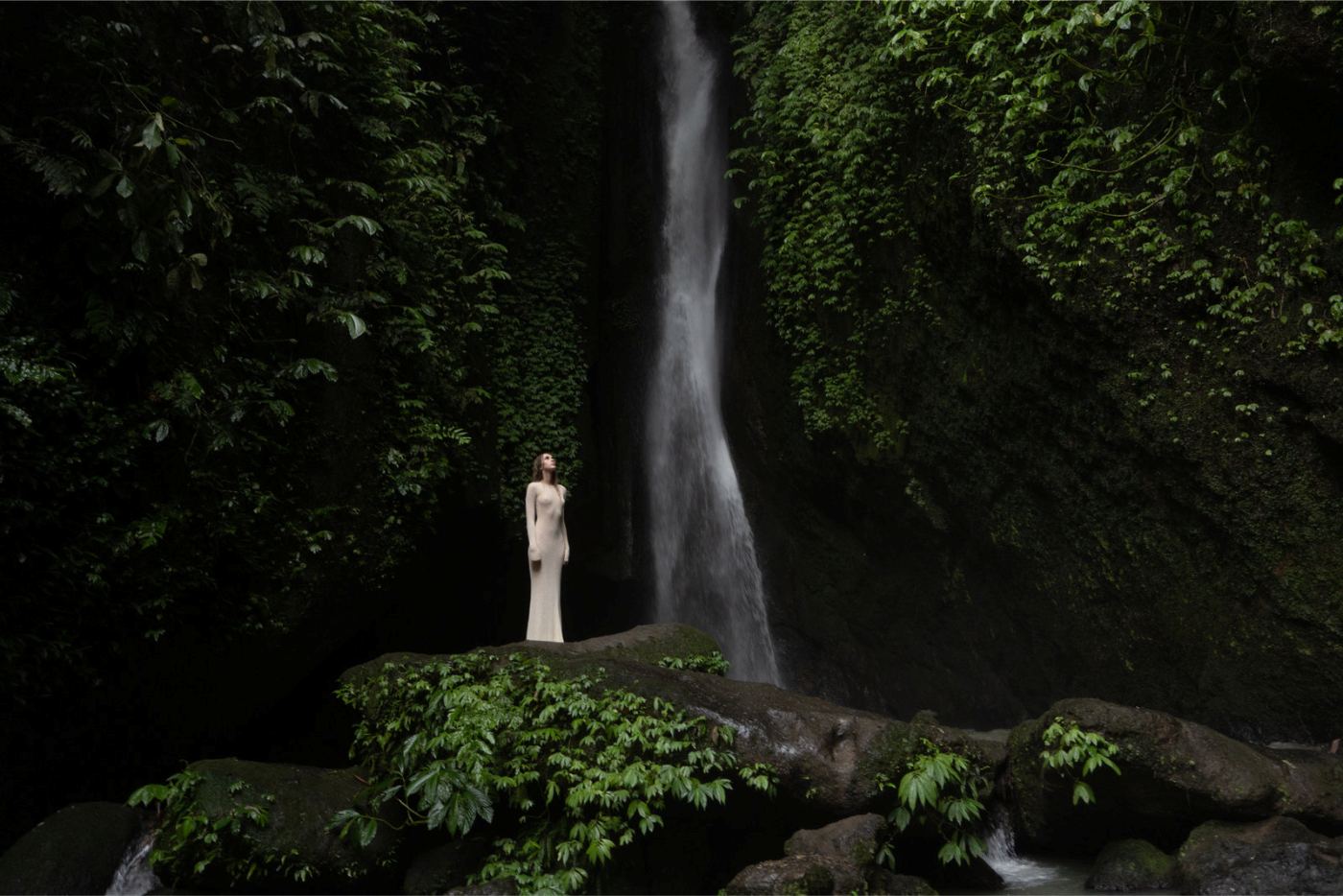Waterfall in green forest